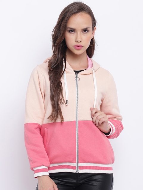 

Texco Women Pink & Peach Colourblocked Sweatshirt