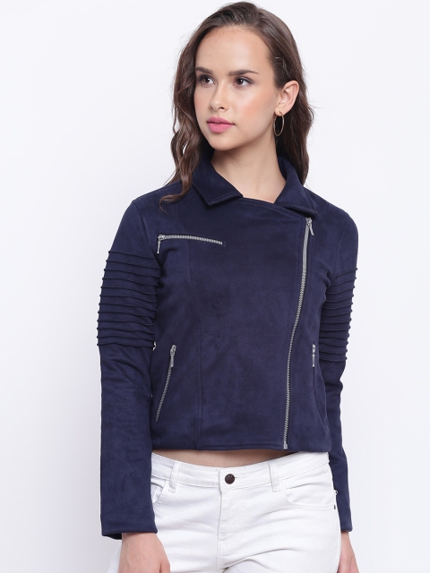 

Texco Women Navy Blue Suede Insulator Biker Jacket
