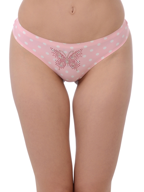 

Da Intimo Women Pink & White Printed Studded Thongs