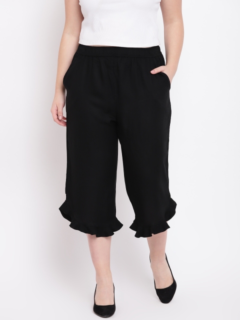 

The Pink Moon Plus Size Women Black Solid Cullotes