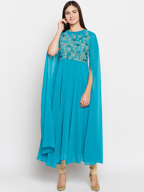 

Be Indi Women Blue Solid Anarkali Kurta