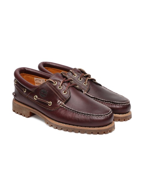 

Timberland Men Burgundy TRAD HS 3 EYE LUG Leather Boat Shoes