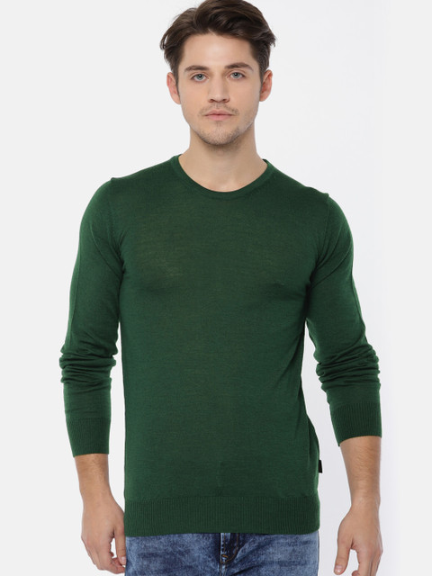 

Jack & Jones Men Green Solid Woolen Pullover