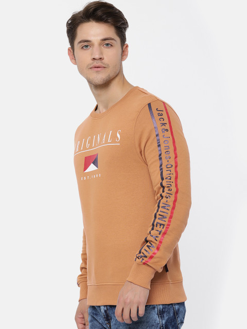 

Jack & Jones Men Mustard Yellow Printed Sweatshirt
