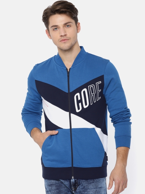 

Jack & Jones Men Blue & Black Colourblocked Sweatshirt