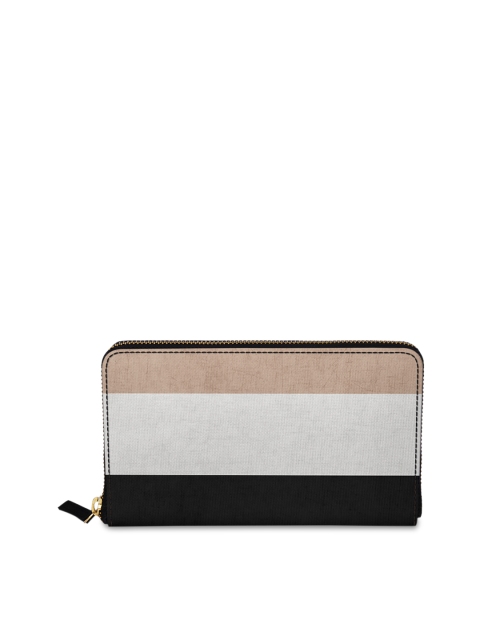 

DailyObjects Black & Cream-Coloured Striped Zip Around Wallet