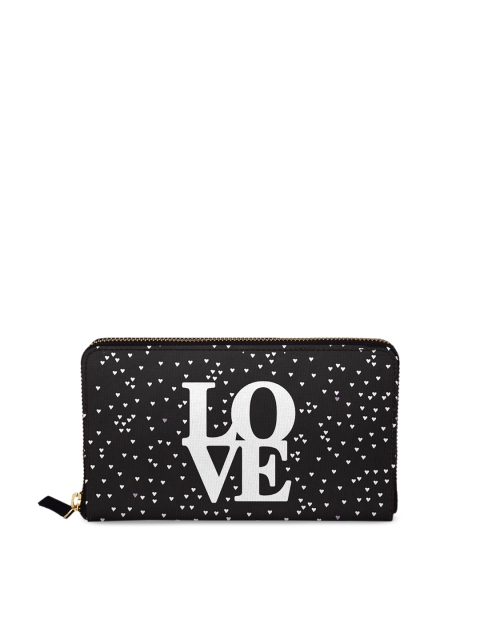 

DailyObjects Black Printed Zip Around Wallet
