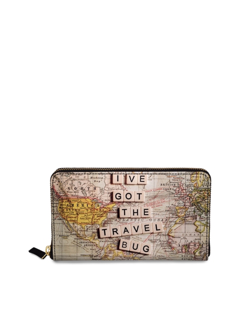 

DailyObjects Beige Printed Zip Around Wallet