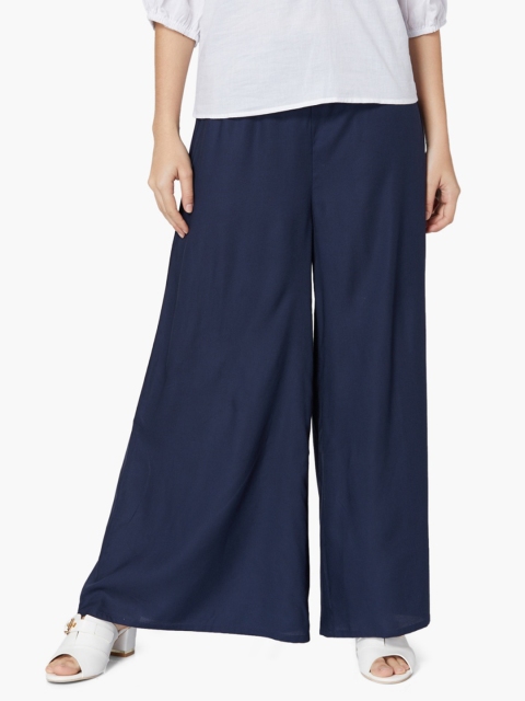 

Melange by Lifestyle Women Navy Blue Solid Wide Leg Palazzos