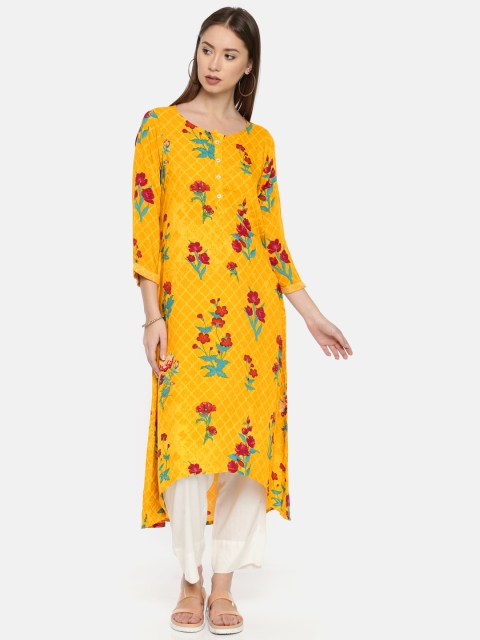 

Melange by Lifestyle Women Mustard Yellow Printed A-Line Kurta