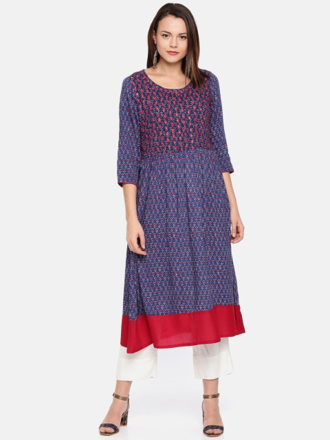 

Melange by Lifestyle Women Blue & Red Printed A-Line Kurta