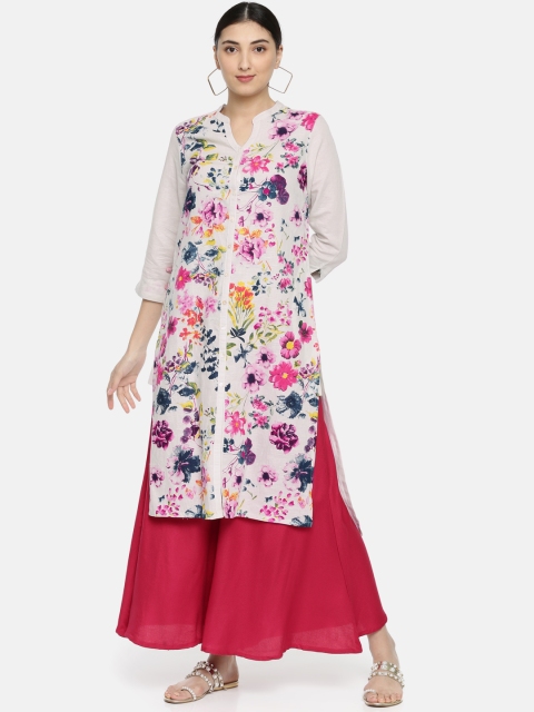 

Melange by Lifestyle Women Grey Printed A-Line High-Low Kurta