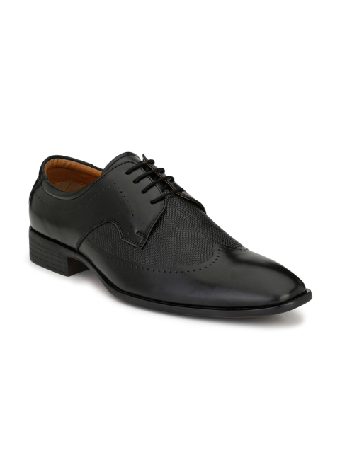 

Mactree Men Black Textured Formal Derbys
