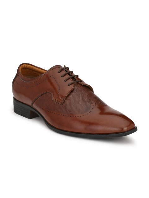 

Mactree Men Brown Textured Formal Derbys