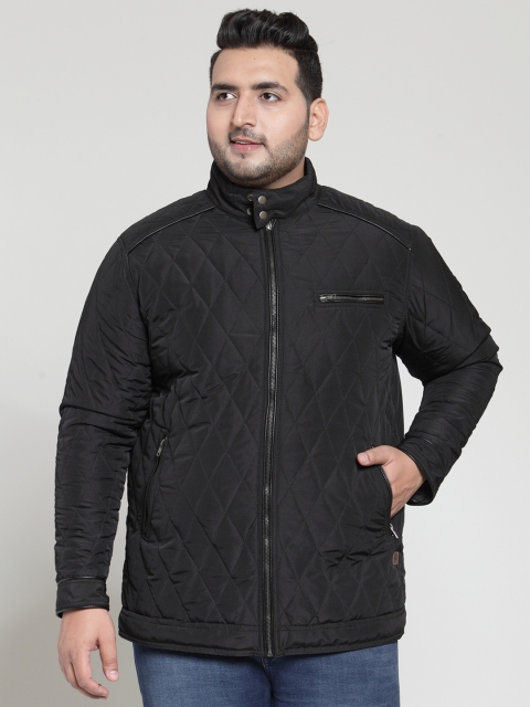 

plusS Men Black Solid Quilted Jacket