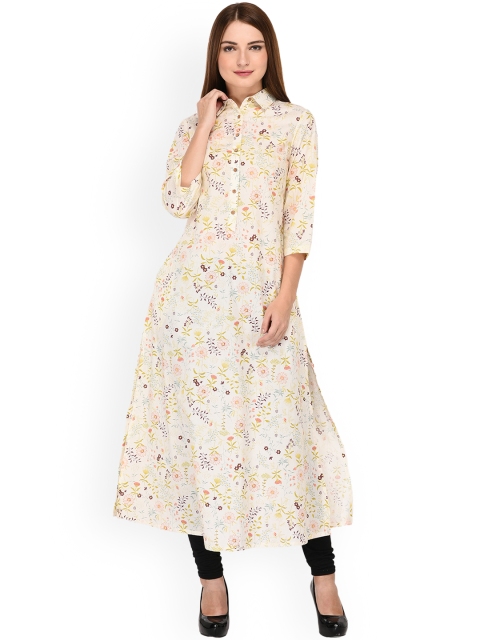 

Zuziz Women Off-White Floral Printed A-Line Kurta