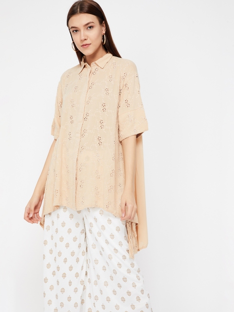

Colour Me by Melange Women Cream Self Design Tunic