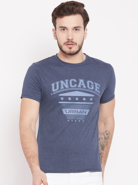 

Blackberrys Men Navy Blue Printed Round Neck T-shirt
