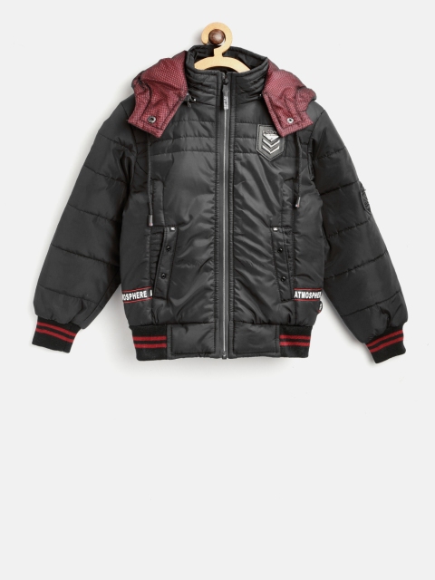 

Fort Collins Boys Black Solid Bomber Jacket with Detachable hood
