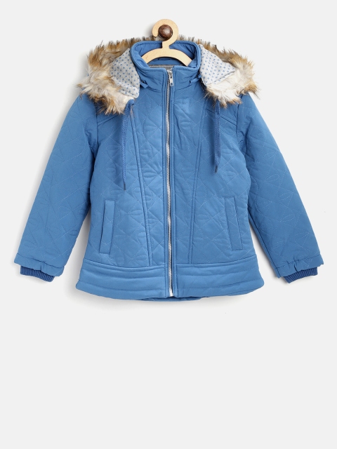 

Fort Collins Girls Blue Solid Hooded Parka Jacket