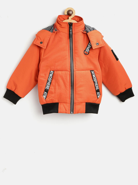 

Fort Collins Boys Orange Solid Hooded Bomber Jacket