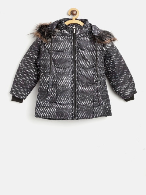 

Fort Collins Girls Black Printed Hooded Parka Jacket