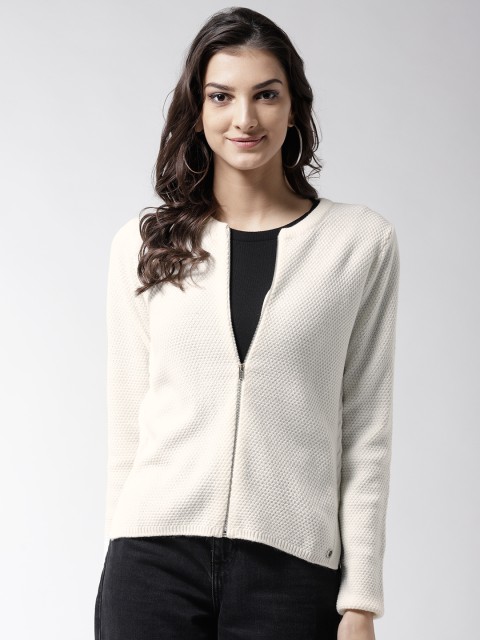 

Madame Women Off-White Solid Cardigan
