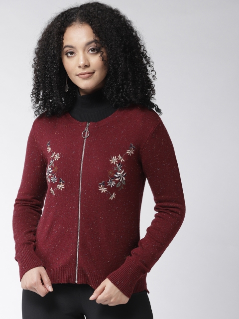 

Madame Women Maroon Solid Cardigan