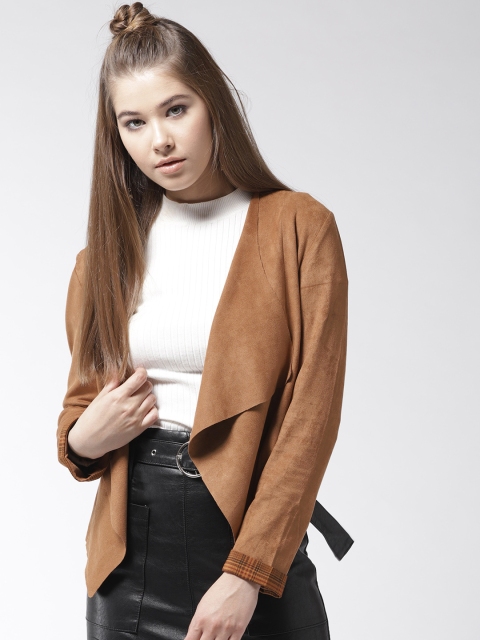 

Madame Brown Solid Suede Finish Waterfall Shrug
