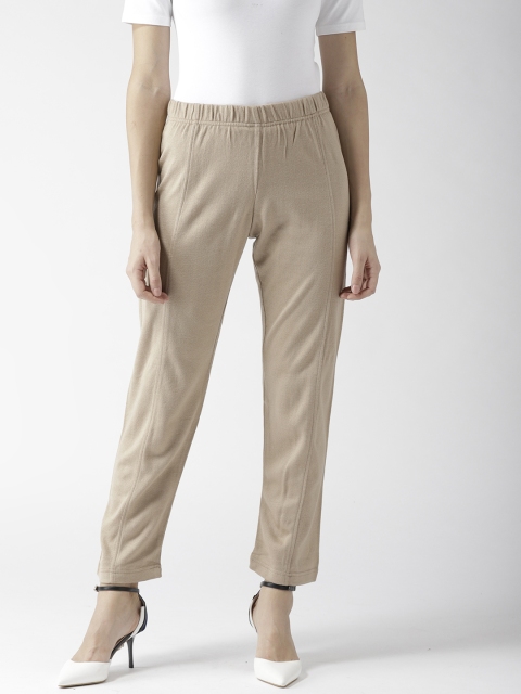 

Madame Women Beige Regular Fit Solid Trousers