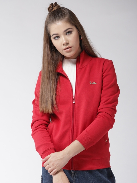 

Madame Women Red Solid Sweatshirt