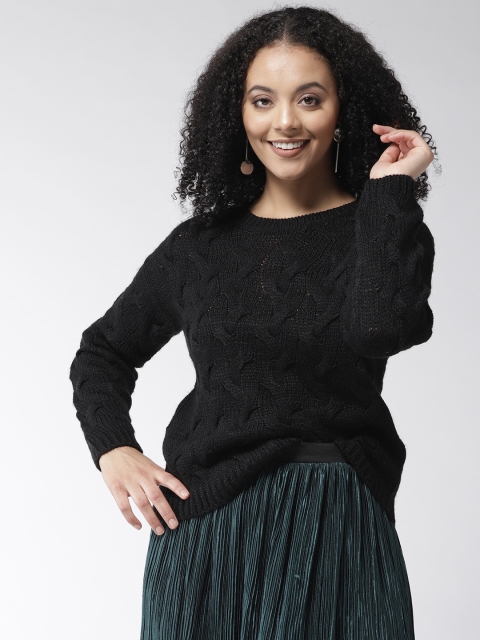 

Madame Women Black Cable Knit Pullover