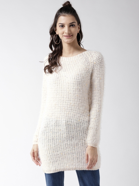 

Madame Women Off White Pullover with Fuzzy Detail