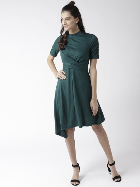 

Madame Women Green Solid Fit & Flare Dress