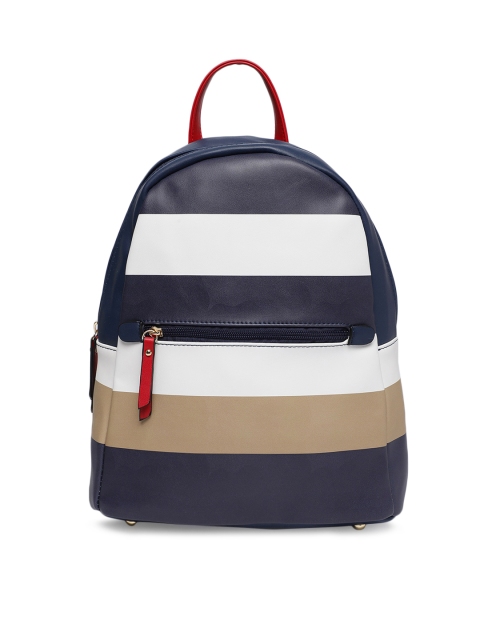 

Ginger by Lifestyle Women Navy Blue & White Colourblocked Backpack