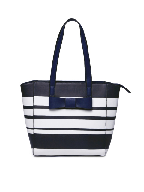 

CODE by Lifestyle White & Navy Blue Striped Shoulder Bag