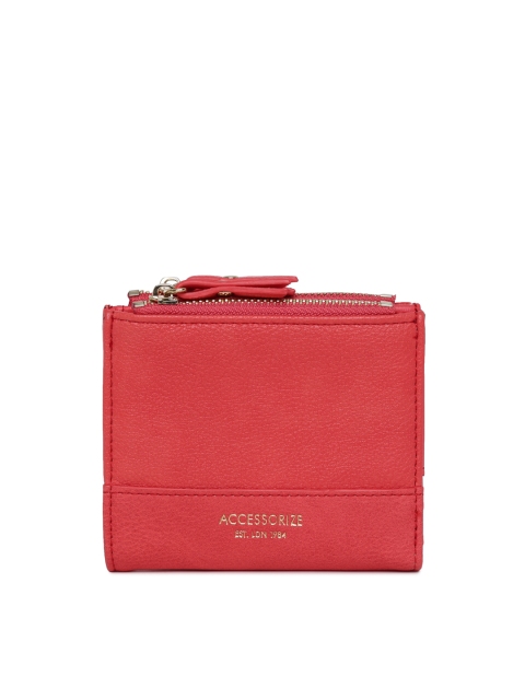 

Accessorize Women Coral Red Solid Three Fold Wallet
