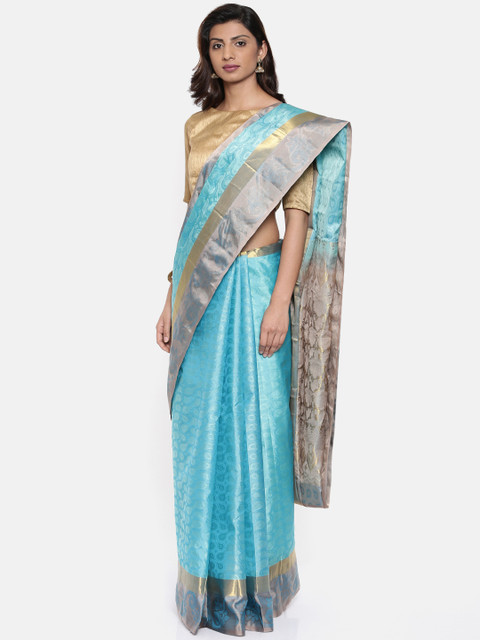 

The Chennai Silks Classicate Blue Pure Silk Woven Design Kanjeevaram Saree