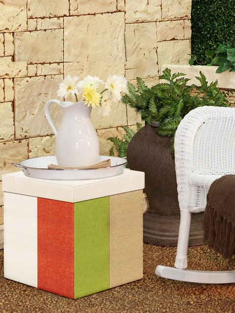 

Story@Home Multicoloured Foldable Ottoman Storage Box Cum Stool, Multi