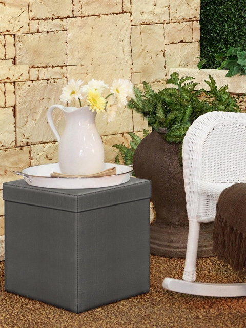 

Story@Home Grey Foldable Ottoman Storage Box Cum Stool