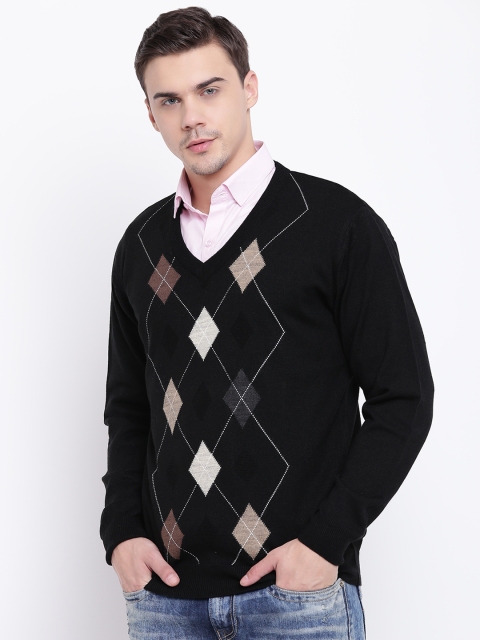 

Pierre Carlo Men Black Self Design Pullover