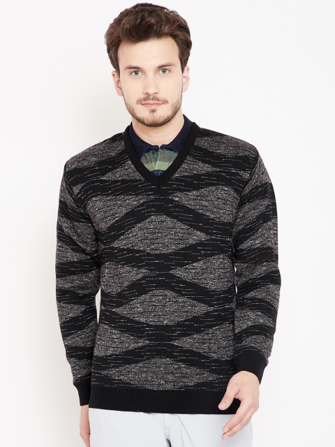 

Pierre Carlo Men Black & Charcoal Grey Self Design Pullover