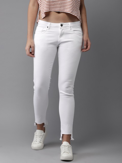 

HERE&NOW Women White Ankle Skinny Fit Mid-Rise Clean Look Stretchable Jeans