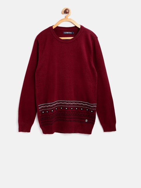 

Allen Solly Junior Boys Maroon Self-Design Detail Pullover