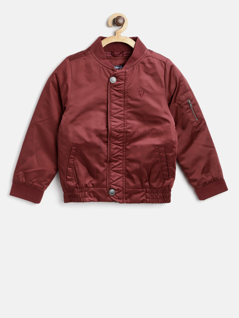 

Allen Solly Junior Boys Maroon Solid Bomber Jacket