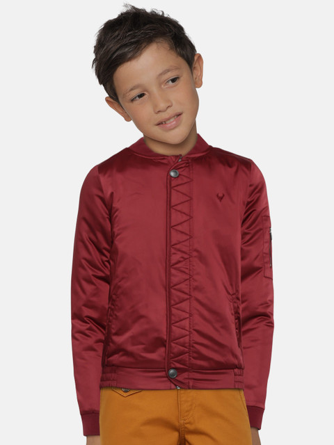

Allen Solly Junior Boys Maroon Solid Bomber Jacket