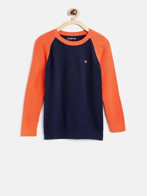 

Allen Solly Junior Boys Navy Blue & Orange Solid Pullover
