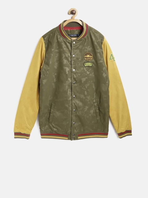 

Allen Solly Junior Boys Olive Green Printed Varsity Jacket