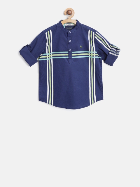 

Allen Solly Junior Boys Navy Blue & Off-White Regular Fit Striped Casual Shirt