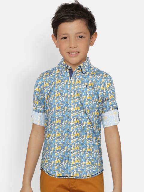 

Allen Solly Junior Boys Blue & Yellow Regular Fit Printed Casual Shirt